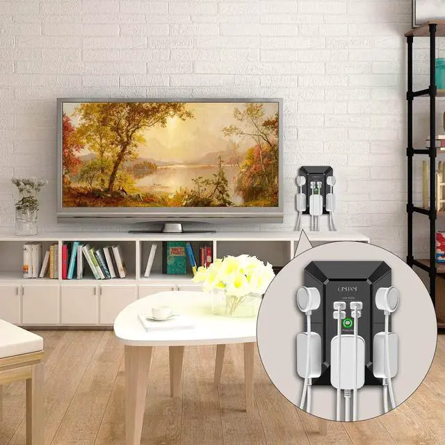 Alt view image 4 of 7 - USB Wall Charger, Surge Protector, QINLIANF 5 Outlet Extender with 4 USB Charging Ports (4.8A Total) 3-Sided 1680J Power Strip Multi Plug Outlets Wall Adapter Spaced for Home Travel Office, Black