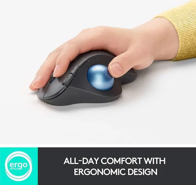 Alt view image 2 of 7 - Logi tech ERGO M575 Wireless Trackball Mouse - Easy thumb control, precision and smooth tracking, ergonomic comfort design, for Windows, PC and Mac with Bluetooth and USB capabilities - Graphite