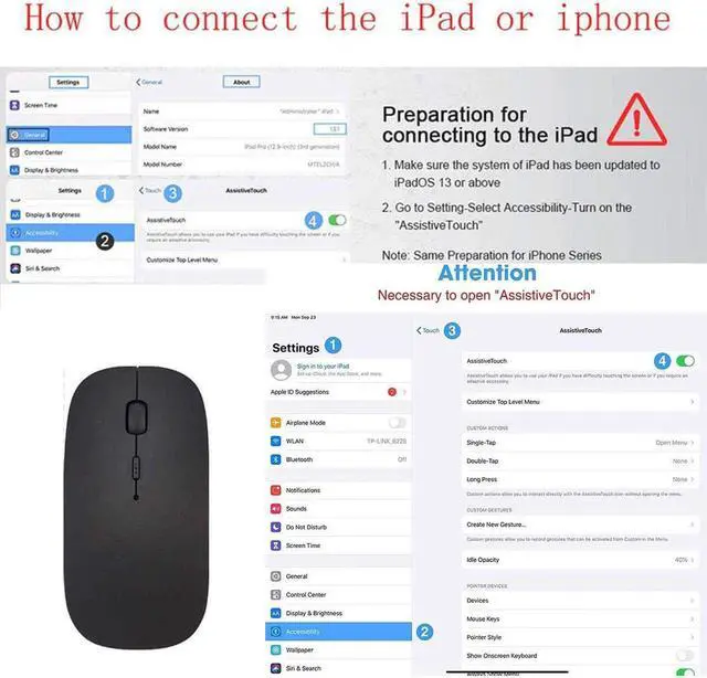 Alt view image 2 of 4 - Bluetooth Mouse,Rechargeable Wireless Mouse for Macbook Pro/Macbook Air,Bluetooth Wireless Mouse for Laptop/PC/Mac/iPad pro/Computer