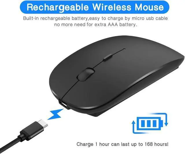 Alt view image 3 of 4 - Bluetooth Mouse,Rechargeable Wireless Mouse for Macbook Pro/Macbook Air,Bluetooth Wireless Mouse for Laptop/PC/Mac/iPad pro/Computer