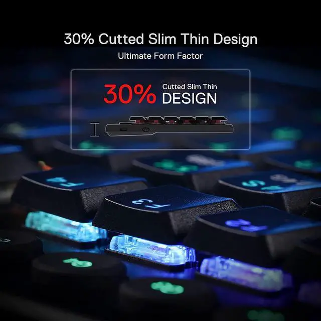 Alt view image 5 of 7 - Redragon K618 Horus Wireless RGB Mechanical Keyboard, Bluetooth/2.4Ghz/Wired Tri-Mode Ultra-Thin Low Profile Gaming Keyboard w/No-Lag Cordless Connection, Dedicated Media Control & Linear Red Switch