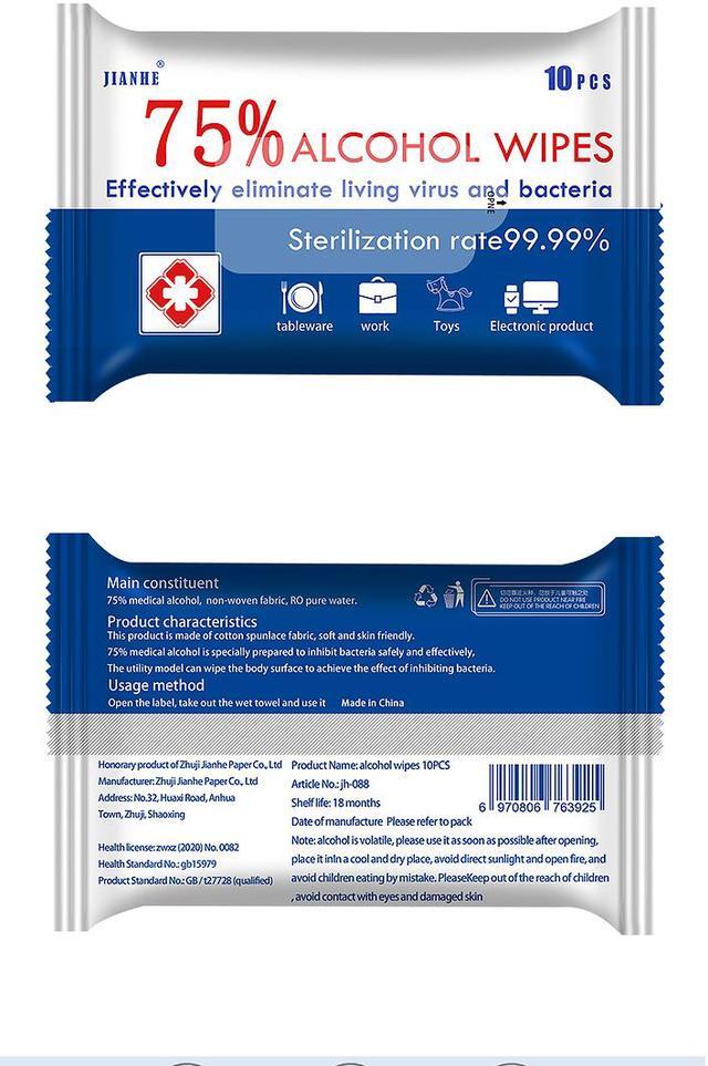 Alt view image 6 of 7 - Alcohol Detergent Wipes(10 Packs,100Wipes),Portable Wet Wipes,75% Soft Household Alcohol Wipes for All-Purpose Cleaning (10Pack)