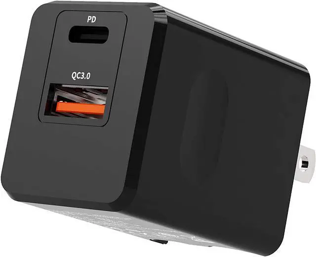 Main image of USB C Fast Charger, Dual-Port 18W Power Adapter with Foldable Plug, PD QC3.0 Wall Charger Block for iPhone 12/12 Mini/ 12 Pro Max/ 11, AirPods Pro, Google Pixel, Samsung and More