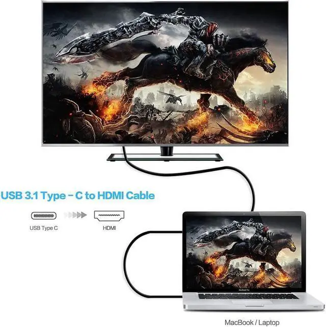 Alt view image 4 of 6 - USB-C To HDMI  Adapter Display Cable Universal Compatible Type C to HDMI 6ft 4K@60Hz