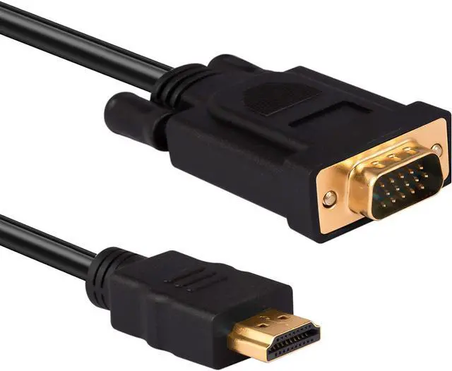 Main image of HDMI to VGA, Gold-Plated HDMI to VGA 6 Feet Cable (Male to Male) Compatible for Computer, Desktop, Laptop, PC, Monitor, Projector, HDTV, Raspberry Pi, Roku, Xbox and More