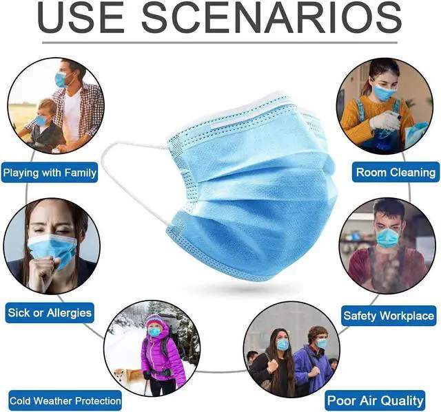 Alt view image 5 of 7 - 3 Ply 3Layer filter protective face masks Non-woven Breathable face guard with elastic Earloop child adult size In stock 24hours ship adult size - OEM