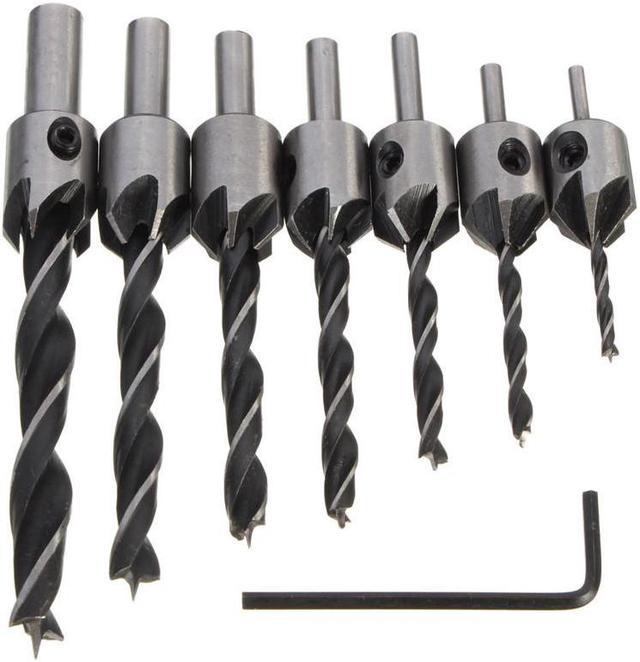 Details about   7pcs Drill Bit Wood 5 Flute HSS Countersink Set 3 4 5 6 7 8 10mm Carpentry Tool