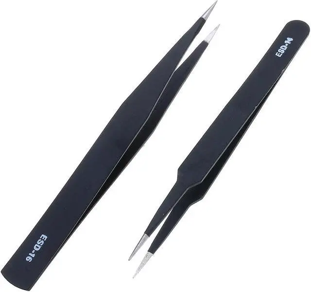 Alt view image 7 of 7 - 9 Pcs ESD Tweezer Anti-static Stainless Steel Precision Tweezers for Electronics Nail Beauty