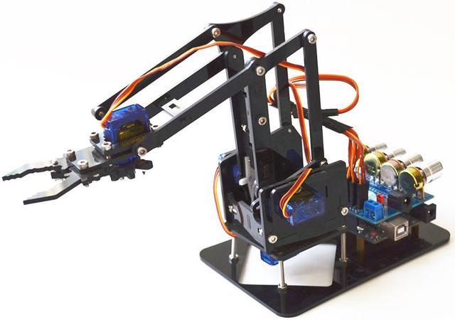 DIY 4DOF Robot 4 Axis Acrylic Rotating Mechanical Robot Arm With UNO R3 4PCS SG90 Servo Electronics for Kids - Newegg.com