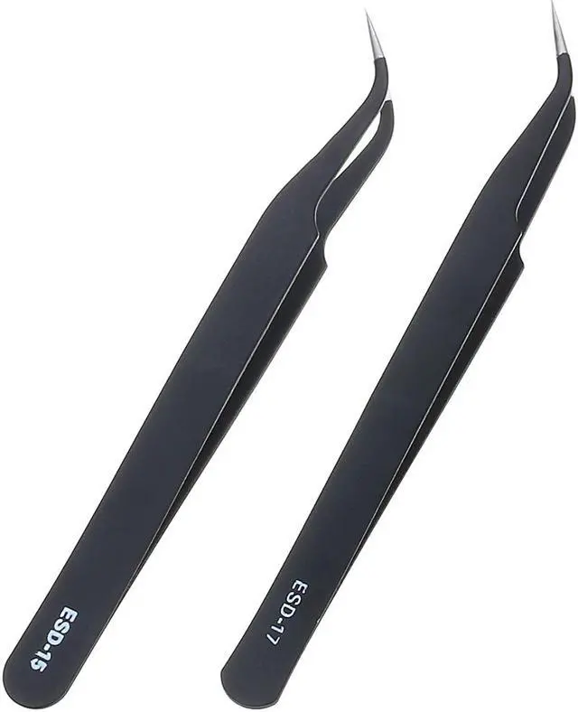 Alt view image 5 of 7 - 9 Pcs ESD Tweezer Anti-static Stainless Steel Precision Tweezers for Electronics Nail Beauty
