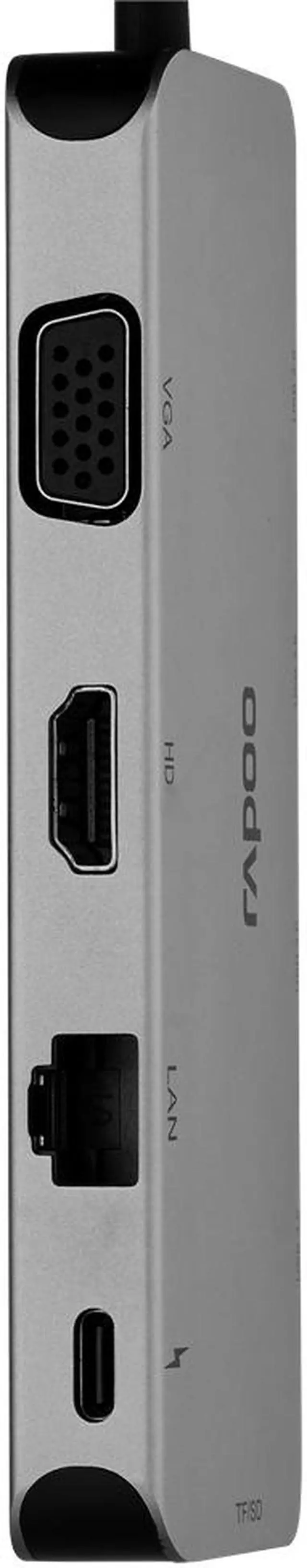 Alt view image 7 of 7 - Rapoo XD200 10-port Docking Station Type-C USB3.0 Hub RJ45 Adapter HD Converter SD / TF Card Reader for Windows/Mac/Linux - OEM