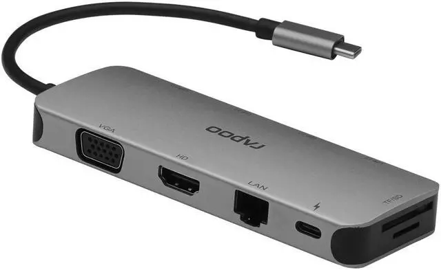 Alt view image 2 of 7 - Rapoo XD200 10-port Docking Station Type-C USB3.0 Hub RJ45 Adapter HD Converter SD / TF Card Reader for Windows/Mac/Linux - OEM