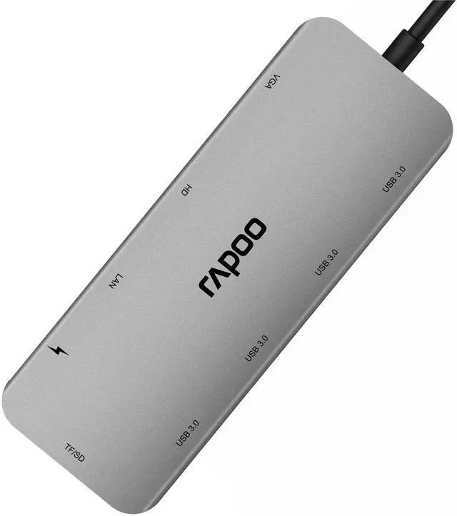 Alt view image 4 of 7 - Rapoo XD200 10-port Docking Station Type-C USB3.0 Hub RJ45 Adapter HD Converter SD / TF Card Reader for Windows/Mac/Linux - OEM