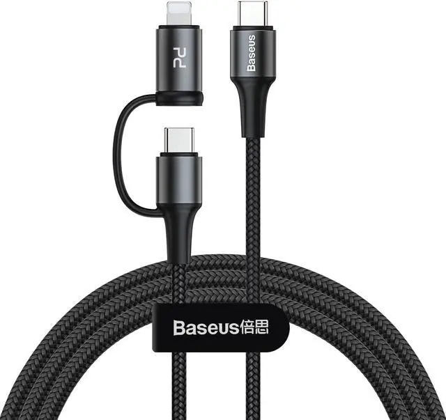 Main image of Baseus twins 2 in 1 cable Type-C to Type-C 60W Ip 20W Black