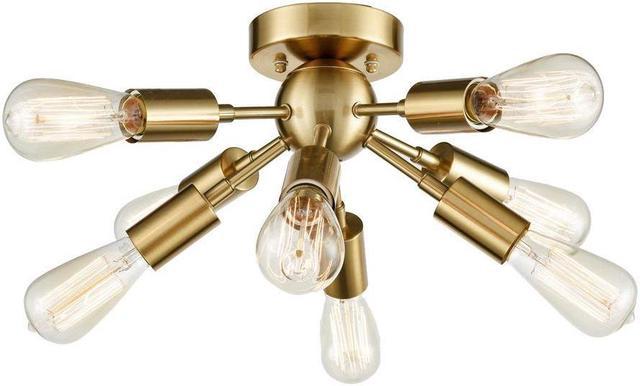 Firenze Sputnik Chandelier with 8 Socket Flush Mount Ceiling Light (Antique  Brass )