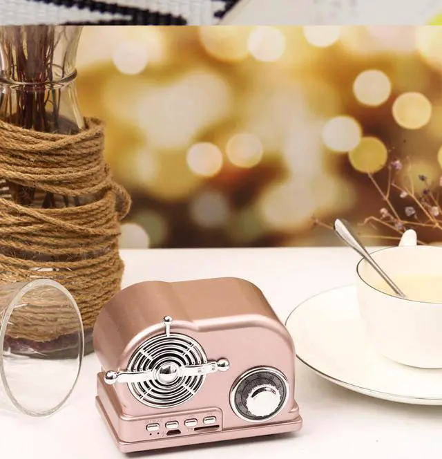 Alt view image 5 of 5 - Mini Cute Bluetooth Speaker 3D Stereo Surround Hifi Retro Bluetooth Speaker Wireless Stereo Retro Speakers Portable Bluetooth Vintage Speakers with Hands-Free Calls Connectable TF Card Music Player
