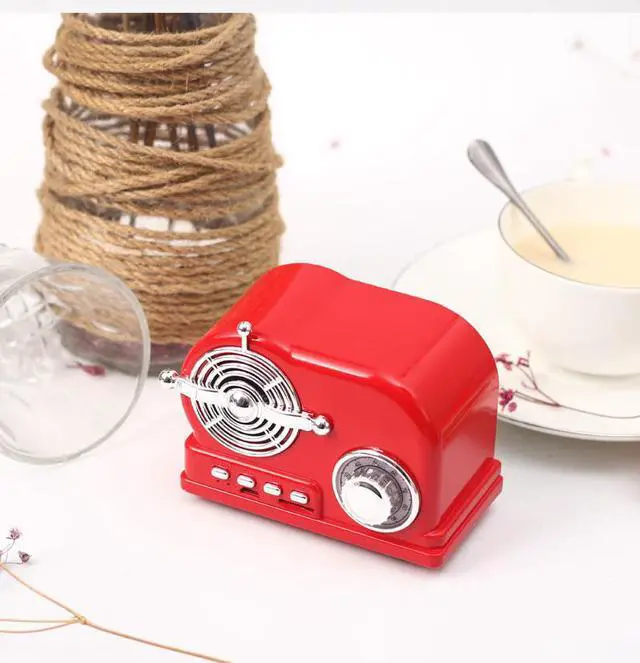 Alt view image 3 of 5 - Mini Cute Bluetooth Speaker 3D Stereo Surround Hifi Retro Bluetooth Speaker Wireless Stereo Retro Speakers Portable Bluetooth Vintage Speakers with Hands-Free Calls Connectable TF Card Music Player