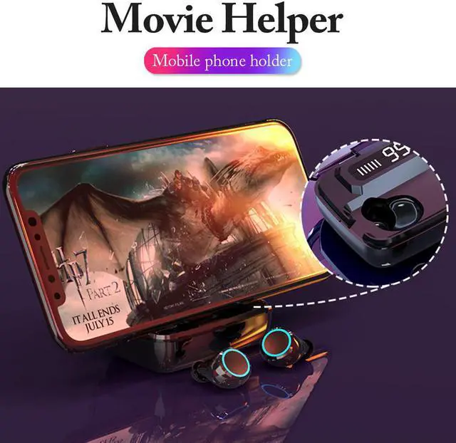 Alt view image 4 of 7 - TWS Bluetooth Earphone V5.0 8D 3500mAh Charging box Stereo Wireless Headphones Sport Waterproof Earphones Mini True Wireless bluetooth Earbuds for cellphone