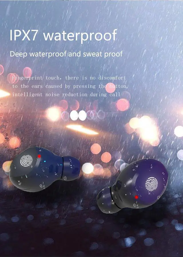 Alt view image 6 of 7 - TWS earphone wireless bluetooth V5.0 DPS HD noise reduction call large capacity charging cabin IPX 7 waterproof bluetooth earbuds with mini handy fan multiple colors