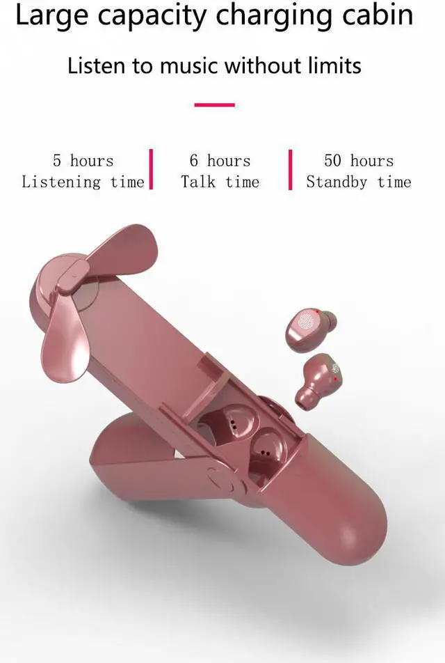 Alt view image 3 of 7 - TWS earphone wireless bluetooth V5.0 DPS HD noise reduction call large capacity charging cabin IPX 7 waterproof bluetooth earbuds with mini handy fan multiple colors