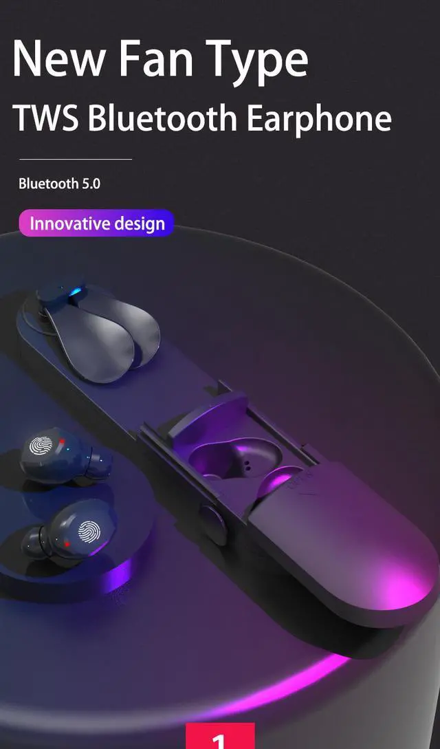Alt view image 4 of 7 - TWS earphone wireless bluetooth V5.0 DPS HD noise reduction call large capacity charging cabin IPX 7 waterproof bluetooth earbuds with mini handy fan multiple colors