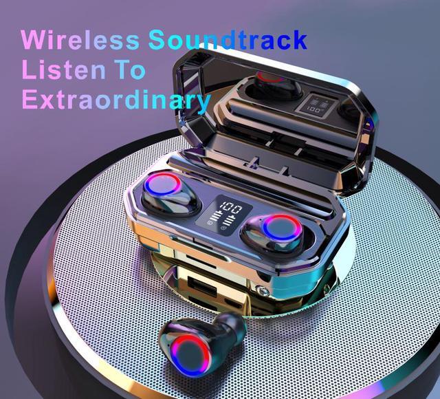 Alt view image 5 of 6 - wireless in-ear earphone,Flashlight Design 9D surround HIFI Stereo Earbuds Automatic Pairing Voice Assistant bluetooth Earphone Wireless for Cellphone with LED Display Charging Bin