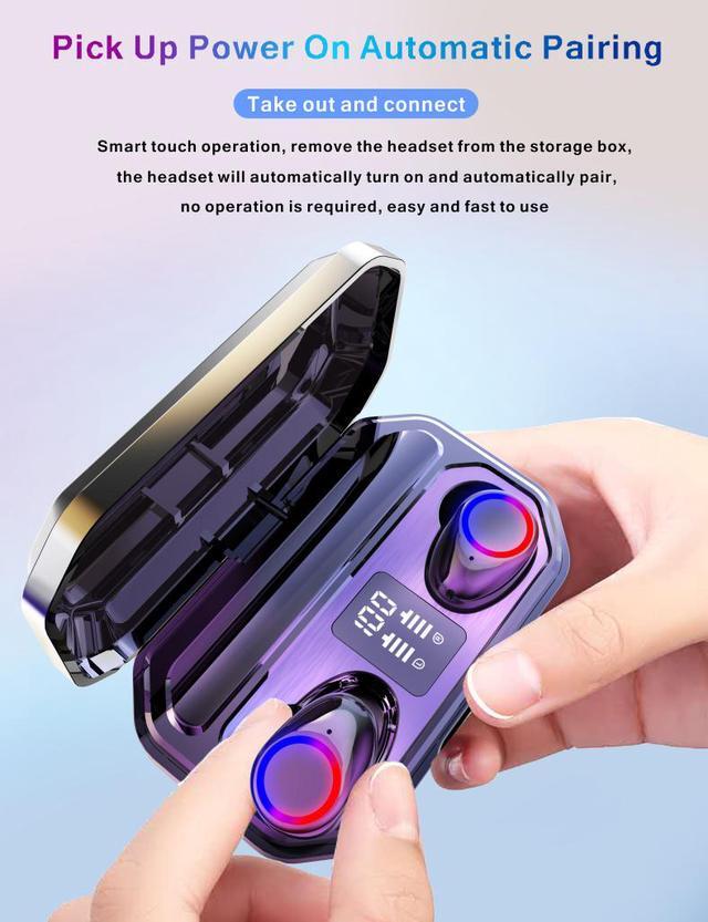 Alt view image 4 of 6 - wireless in-ear earphone,Flashlight Design 9D surround HIFI Stereo Earbuds Automatic Pairing Voice Assistant bluetooth Earphone Wireless for Cellphone with LED Display Charging Bin