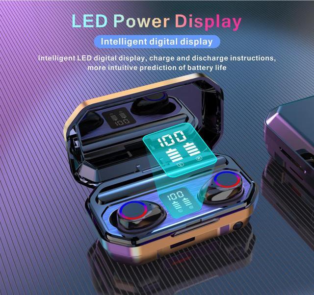 Alt view image 6 of 6 - wireless in-ear earphone,Flashlight Design 9D surround HIFI Stereo Earbuds Automatic Pairing Voice Assistant bluetooth Earphone Wireless for Cellphone with LED Display Charging Bin
