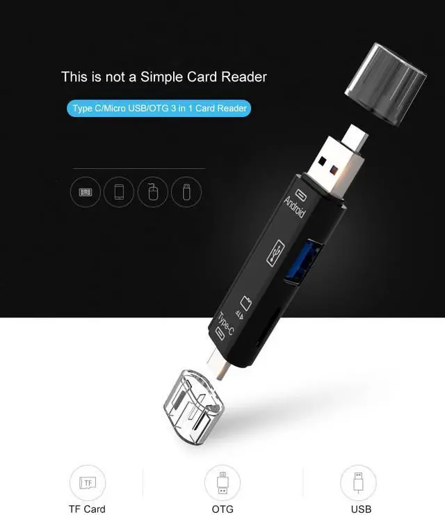 Alt view image 6 of 6 - Usb 3.1 Card Reader High Speed SD TF Micro SD Card Reader Type C USB C Micro USB Memory Multi-Function Card Reader/Writer OTG/USB for Mobile Phone,Laptop ,Computer