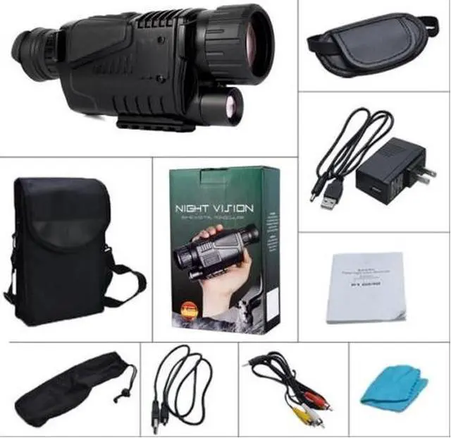 Alt view image 4 of 7 - 3.7V HD Infrared Night Vision Scope 5x40 Digital Monocular Telescope with Night Vision Hunting, Video Capture, 8G Video Playback