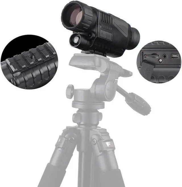 Alt view image 7 of 7 - 3.7V HD Infrared Night Vision Scope 5x40 Digital Monocular Telescope with Night Vision Hunting, Video Capture, 8G Video Playback