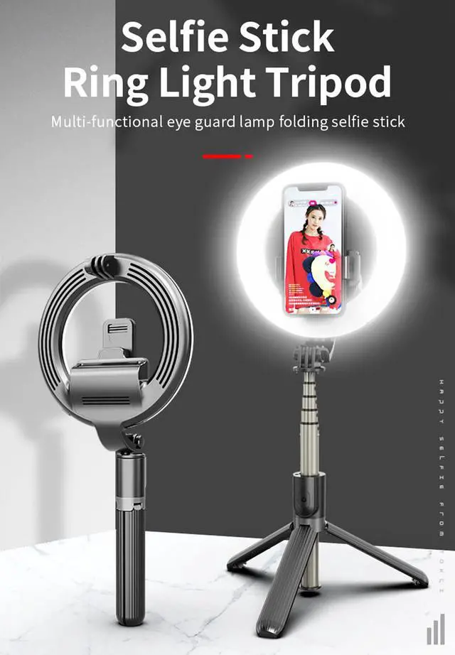 Main image of SIROKA-5 Inch stretchable tripod fold photo make up desktop flash fill led lamp bluetooth selfie ring live light with tripods for phone