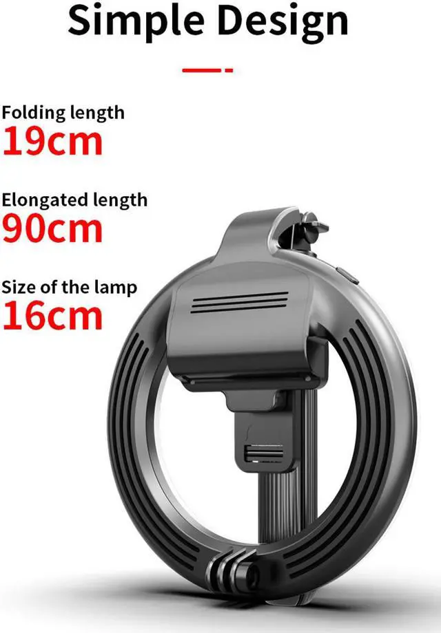 Alt view image 2 of 5 - SIROKA-5 Inch stretchable tripod fold photo make up desktop flash fill led lamp bluetooth selfie ring live light with tripods for phone