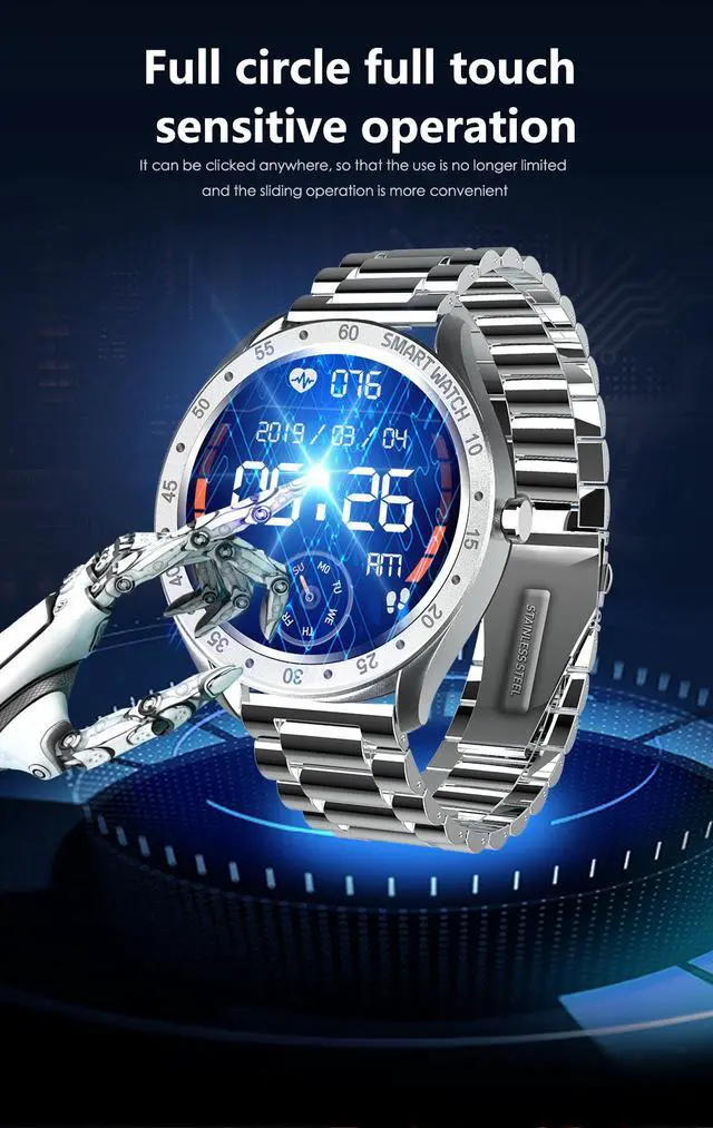 Alt view image 2 of 7 - Smart bracelet full circle full touch large screen pedometer heart rate blood pressure blood oxygen exercise mode health monitoring