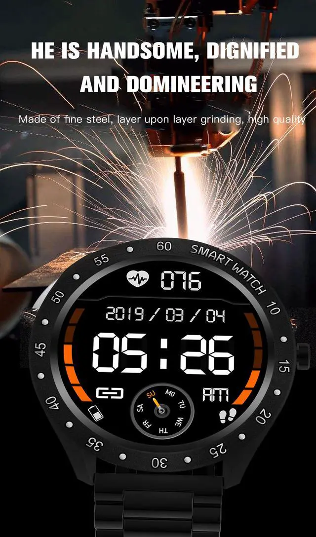 Alt view image 5 of 6 - Smart bracelet full circle full touch large screen pedometer heart rate blood pressure blood oxygen exercise mode health monitoring