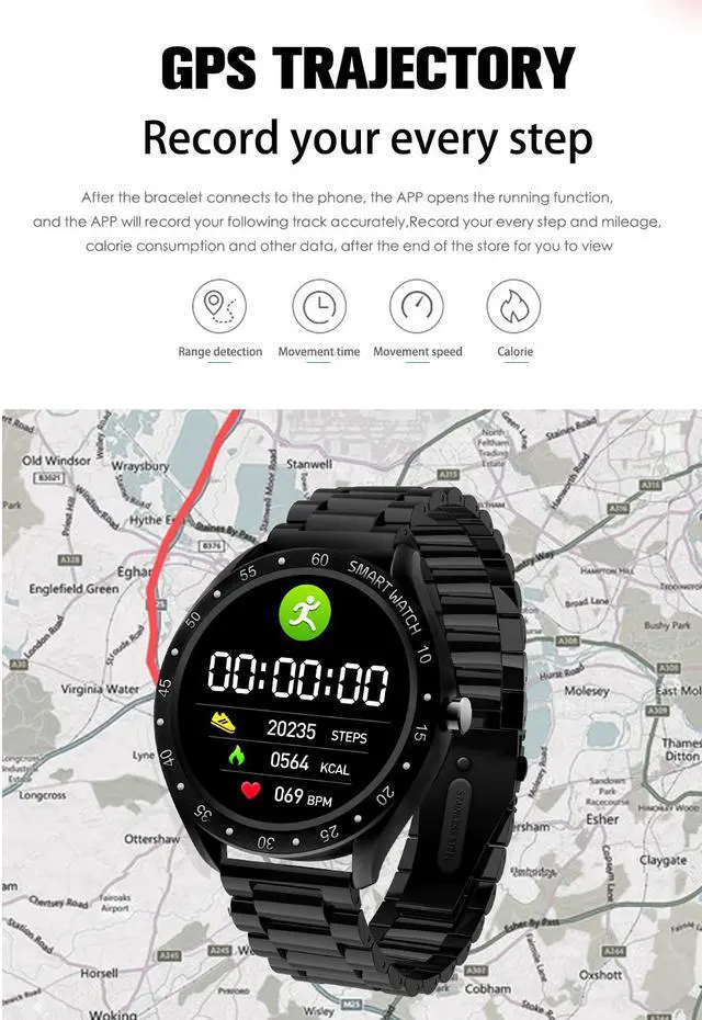 Alt view image 7 of 7 - Smart bracelet full circle full touch large screen pedometer heart rate blood pressure blood oxygen exercise mode health monitoring