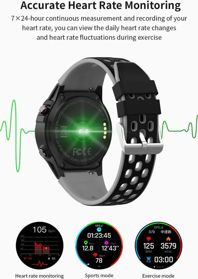 Alt view image 4 of 7 - Smart Watch M7 Independent GPS Smart Bracelet Bluetooth Call Compass Calendar Heart Rate Blood Pressure
