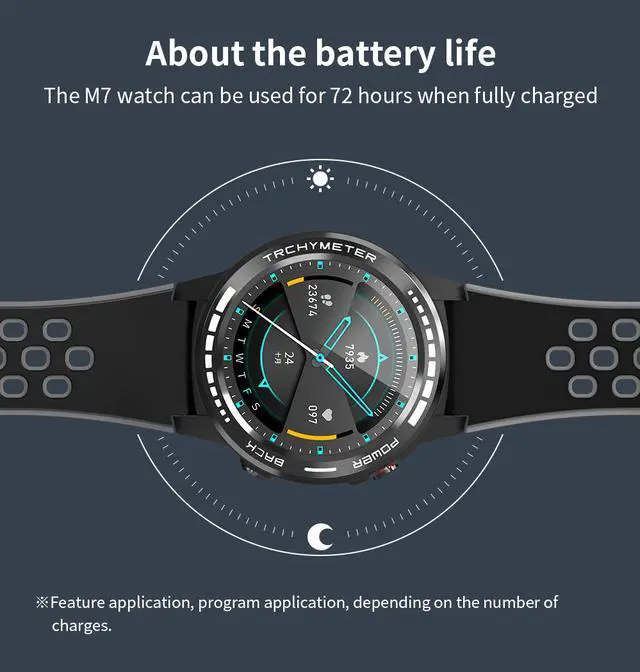 Alt view image 5 of 7 - Smart Watch M7 Independent GPS Smart Bracelet Bluetooth Call Compass Calendar Heart Rate Blood Pressure