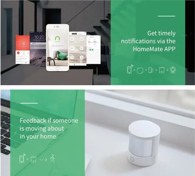Alt view image 4 of 7 - Smart Home Wifi Security System Alarm Set Burglar Alarm Mini Hub IP camera Motion Sensor Door/Window Sensor Smart Camera for Home Doors and Windows