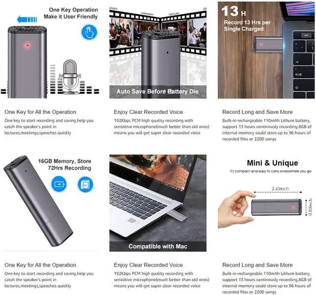 Alt view image 6 of 7 - Voice Recorder U Disk Voice Recorder Portable Noise Reduction Recording U Disk Meeting Recorder