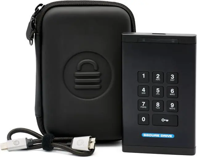 Alt view image 2 of 9 - SecureData SecureDrive® KP 250GB SSD FIPS-140-2 Level 3 Validated 256-Bit Hardware Encrypted External Portable USB 3.0 - Unlock via On-Board Keypad