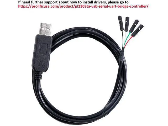 Alt view image 7 of 7 - DTECH USB to TTL Serial Adapter 3.3V Debug Cable TX RX Signal 4 Pin Female Socket PL2303 Prolific Chip for Windows 10 8 7 XP Vista (3-Meter, Black)