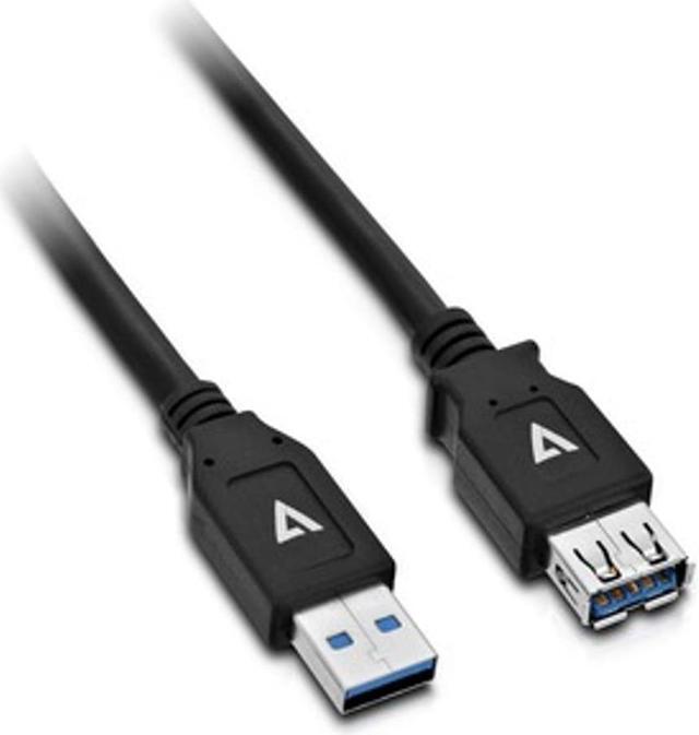Main image of V7 Black USB Extension Cable USB 3.0 A Female to USB 3.0 A Male 2m 6.6ft - 6.56 ft USB Data Transfer Cable - First End: 1 x USB 3.0 Type A - Female - Second End: 1 x USB 3.0 Type A - Male