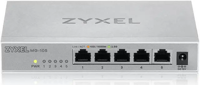 Alt view image 3 of 5 - ZyXEL 5 Port 2.5GbE Unmanged Ethernet Switch MG105