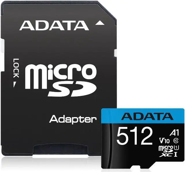 Main image of ADATA 512GB Premier microSDXC UHS-I / Class 10 V10 A1 Memory Card with SD Adapter, Speed Up to 100MB/s (AUSDX512GUICL10A1-RA1)
