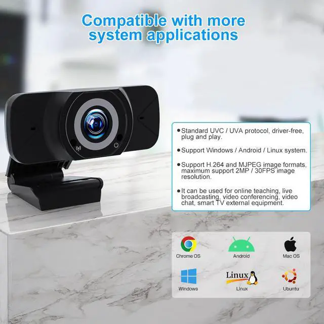 Alt view image 4 of 7 - 1080p HD USB Computer Camera - Microphone Laptop USB PC Webcam, HD Full Gaming Computer Camera, Recording Pro Video Web Camera for Calling, Conferencing, 110-Degree Live Streaming Widescreen Webcam