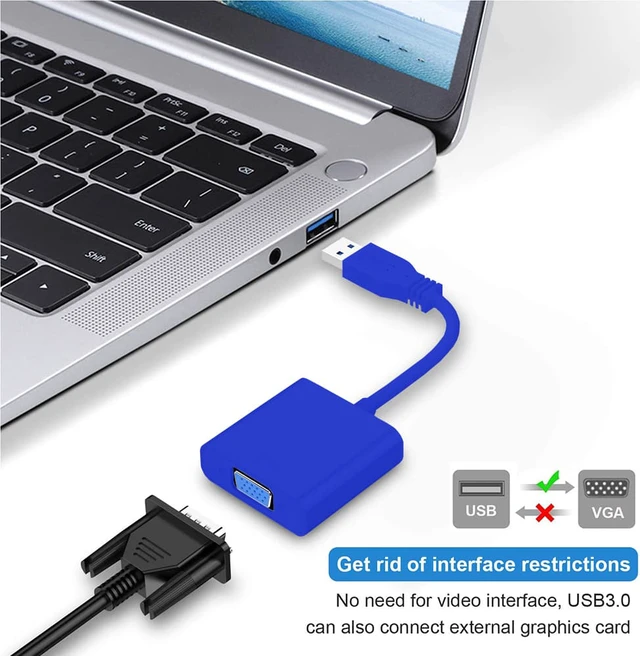 Alt view image 2 of 7 - USB to VGA Adapter, USB 3.0 to VGA Multi-Display Video Converter Full HD 1080P External Video Card for Monitor Adapter, Desktop, Laptop, HDTV, Monitor, Projector