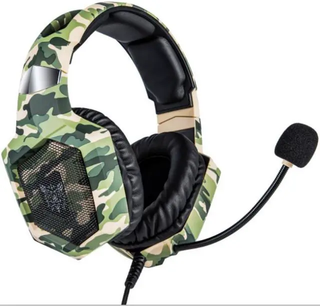 Main image of K8 head-mounted camouflage gaming headset luminous student computer PS4 headset color change brightness headphones speakers
