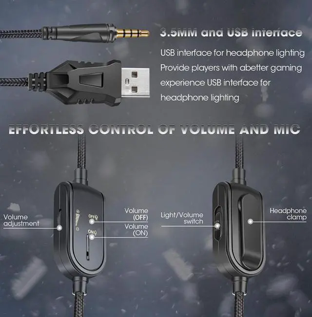 Alt view image 5 of 6 - K8 head-mounted camouflage gaming headset luminous student computer PS4 headset color change brightness headphones speakers