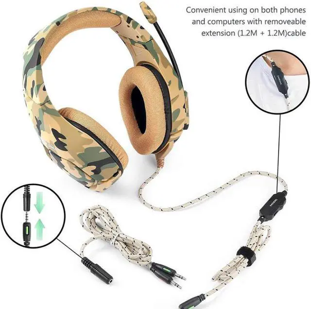 Alt view image 4 of 4 - Headphone gaming OK1B camouflage color headset PS4 XBOX ONE mobile phone